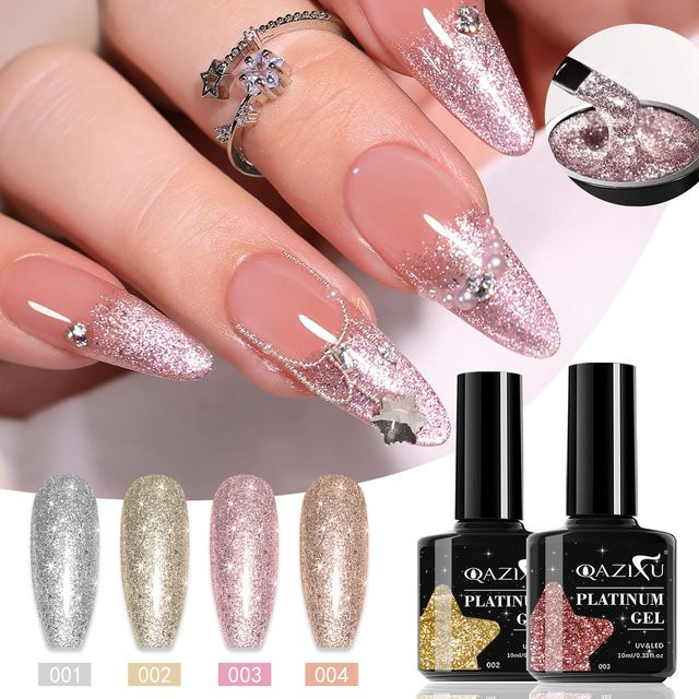 QAZIXU Nagelgel, Silber Glitter, 10 ml - Bild 1