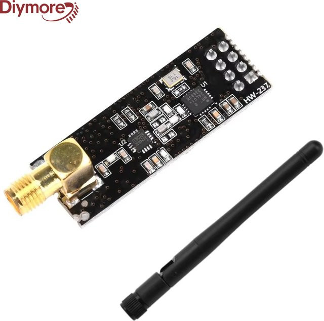 diymore NRF24L01+PA 2,4G Wireless-Modul mit SMA-Antenne in Schwarz für eine Reichweite von 1100 Metern - Bild 1