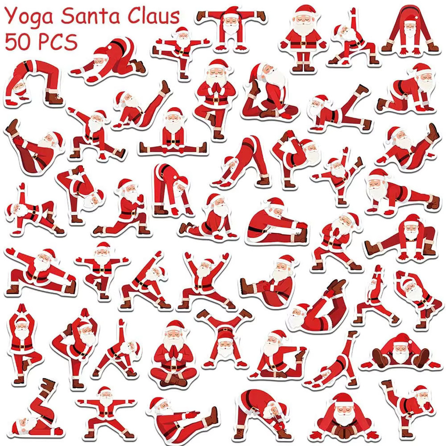 Rspctou Yoga Weihnachtsmann Cartoon Graffiti Aufkleber, 50-teiliges Set - Bild 4
