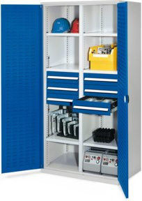 Kappes Schwerlastschrank MMT Mod. 53 mit Türen und Schlitzplatten in RAL7035/5010, B: 100 cm, H: 195 cm, T: 60 cm - Bild 1