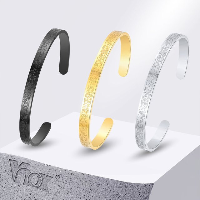 Vnox Manschette Armband, Edelstahl, Silber, Herren - Bild 1