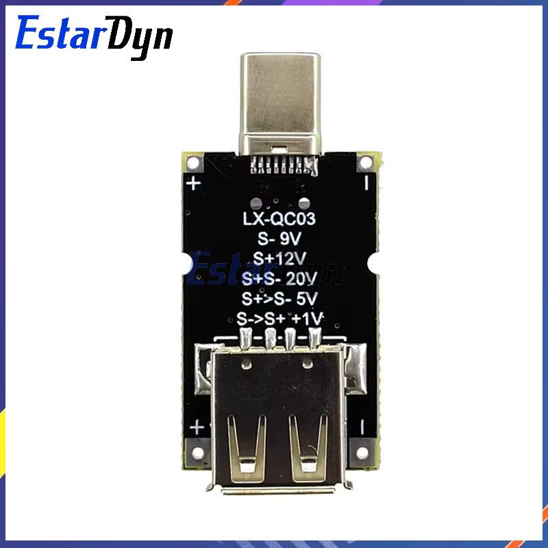 Estardyn USB Typ C QC Lockvogel Trigger Board 100W 5A PD 2.0 3.0 Adapter Kabel in Schwarz - Bild 2