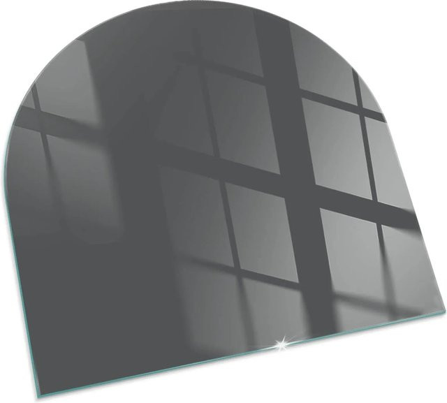 Tulup Kamin-Glasplatte als Funkenschutzplatte in Grau, Halbkreis, B: 100 cm, T: 100 cm - Bild 1