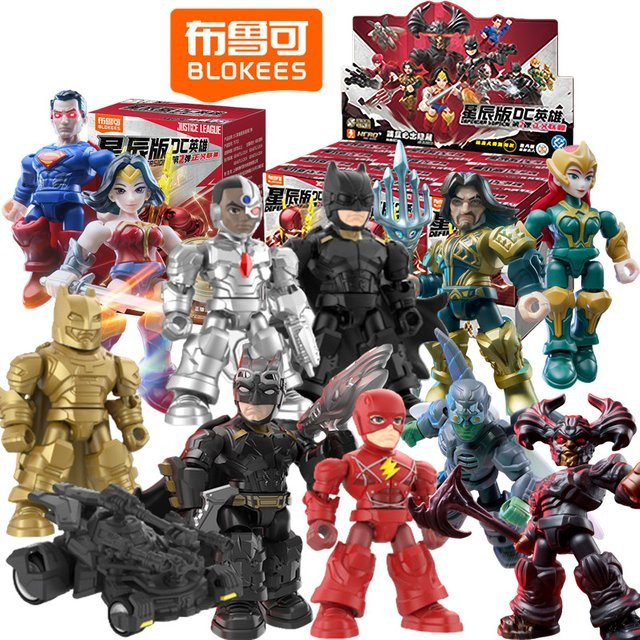 Blokees DC Justice League Batman Superman Wonder Woman The Flash Aquaman Cyborg, Anime-Figur Modell Blind Box, multicolour - Bild 1