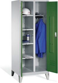 C+P Wäsche-Spind Classic mit 2 Abteilen auf Füßen, Korpus Lichtgrau und Front Resedagrün, H x B x T: 185 x 81 x 50 cm - Bild 1
