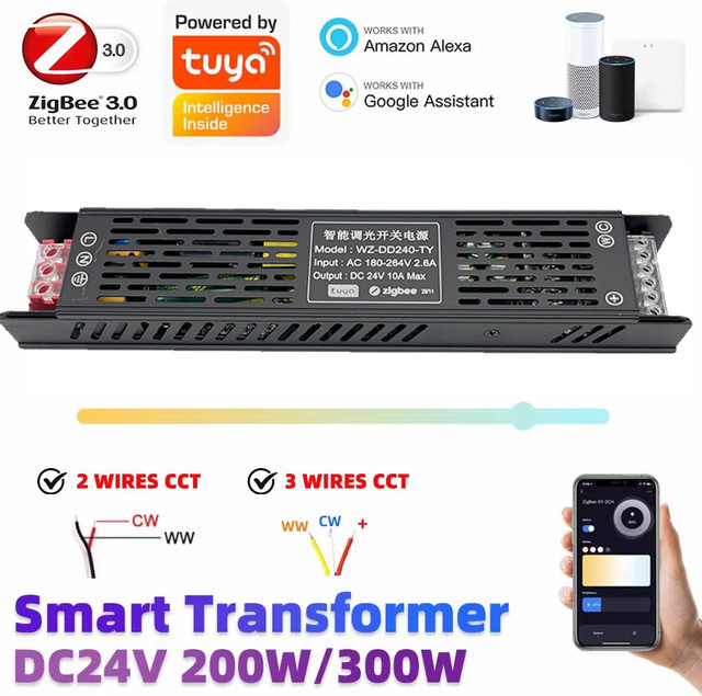 YSRSAI Zigbee Dimmer Transformator DC24V 200W CCT Farbtemperatursteuerung Schwarz Metall für Tuya App Alexa und Google Home - Bild 1