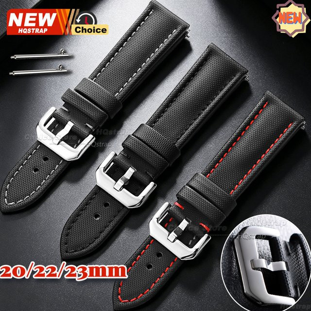HQstrap Uhrenarmband Nylon, Schwarz, 20mm 22mm 23mm - Bild 1