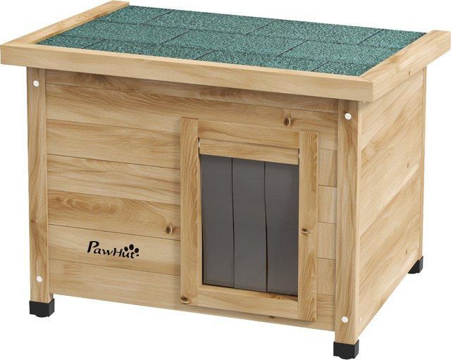PawHut Katzenhaus aus Holz in Gelb, wetterfeste Katzenhütte mit erhöhtem Boden für den Außenbereich, B/T/H: 57 x 45 x 43 cm - Bild 1