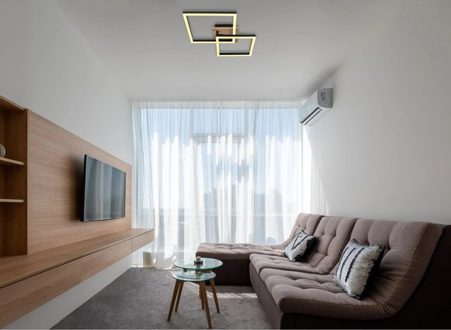 Globo LED-Deckenleuchte modern in Schwarz matt mit Holzoptik B/T/H: 53 x 38 x 9 cm - Bild 1