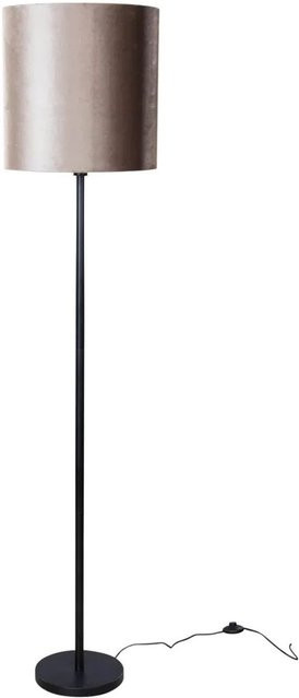 QAZQA Stehleuchte Simplo in Schwarz mit Samtschirm in Taupe/Beige, Durchmesser: 50 cm - Bild 1
