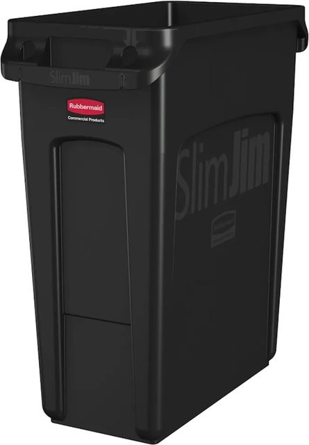 Rubbermaid Slim Jim Mülleimer mit Belüftungskanälen, Schwarz, 60 Liter, H x B x T: 63,5 x 28 x 56 cm - Bild 1