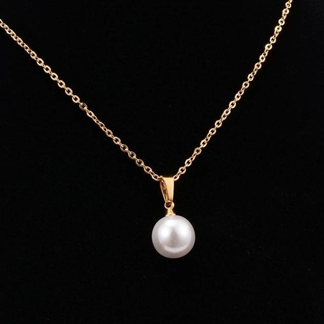 Wucifang Jewelry Halskette, Edelstahl, Gold, Perle, Damen - Bild 1