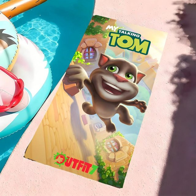 JMG Household Supplies Talking Tom & Friends Strandhandtuch aus Mikrofaser, schnelltrocknend und sandfrei, multicolour, B: 100 cm, H: 50 cm - Bild 1