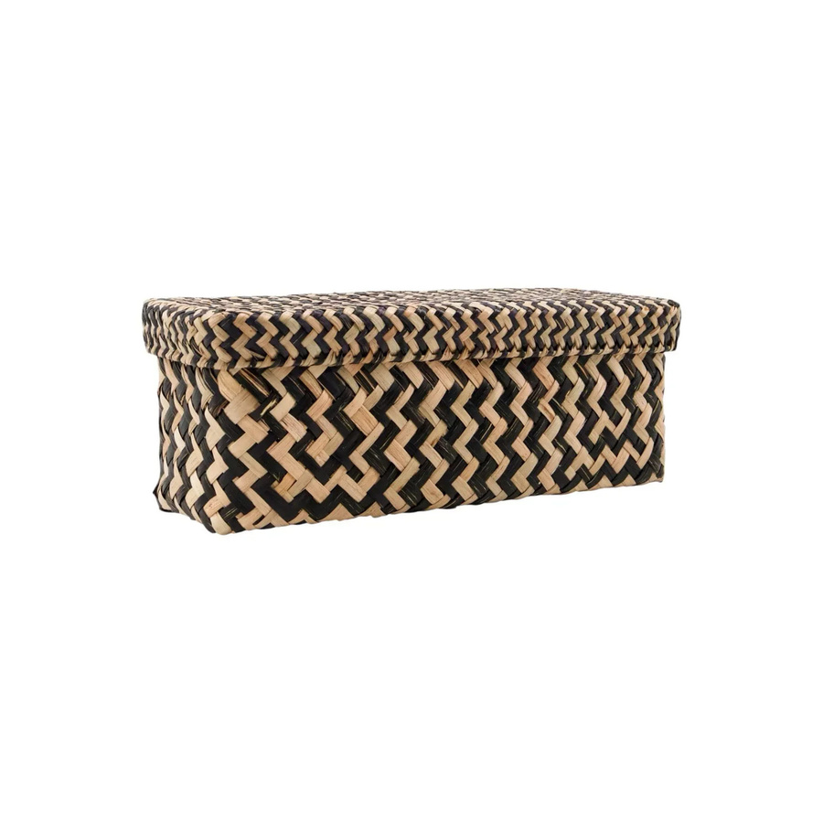House Doctor Aufbewahrungsbox Ollie aus Seagrass und Metall in Schwarz und Natur mit Deckel, B/T/H: 13 x 12 x 33 cm - Bild 1
