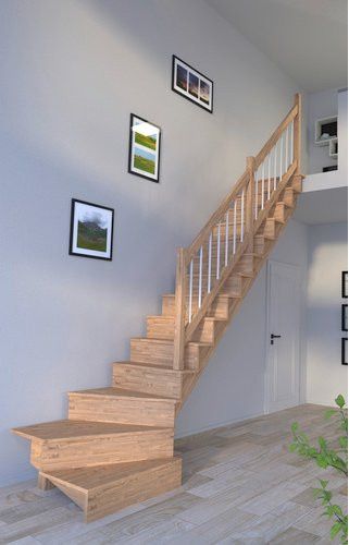 STARWOOD Systemtreppe Lindos aus Eichenholz in Braun mit 13 Stufen für eine maximale Geschosshöhe von 300 cm - Bild 1
