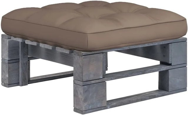 vidaXL Outdoor-Ottomane aus imprägniertem Kiefernholz mit Polstern in Grau-Taupe, B/T/H: 60 x 60 x 25 cm - Bild 1