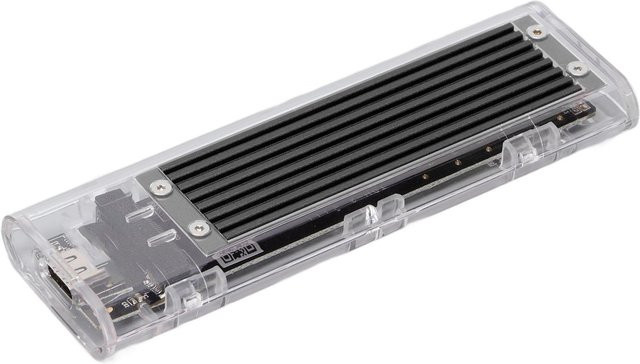 Honor Electronics Externer Festplattenadapter NVMe M.2 auf USB-C Typ 3.1 Gen2 10Gbps Gehäuse Transparent Schwarz - Bild 1