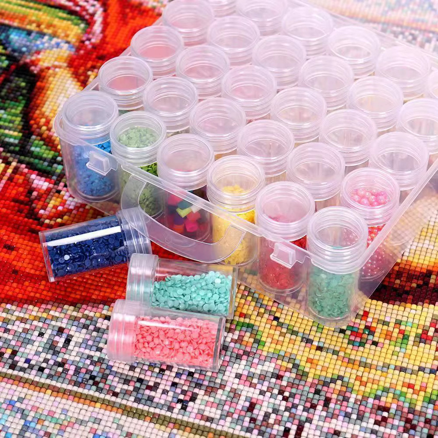 FCU Aufbewahrungsbox für Diamond Painting Zubehör mit runden Flaschen, Organizer aus Kunststoff, transparent - Bild 2