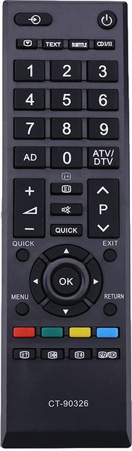 Toshiba Fernbedienung in Schwarz als batteriebetriebenes TV-Fernbedienungszubehör für die Modelle CT-90326, CT-90380, CT-90336 und CT-90351 - Bild 1
