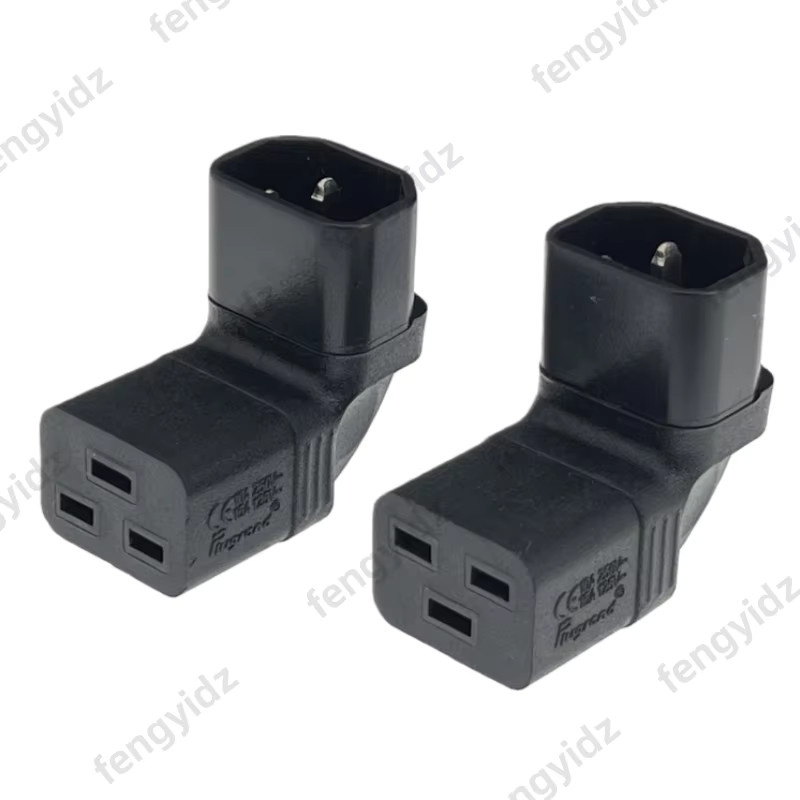 Fengyidz IEC320 C14 zu C19 AC-Stromadapterstecker und C20 zu C13 Stromstecker-Buchsenkonverter mit 90-Grad-Winkel in Schwarz - Bild 2