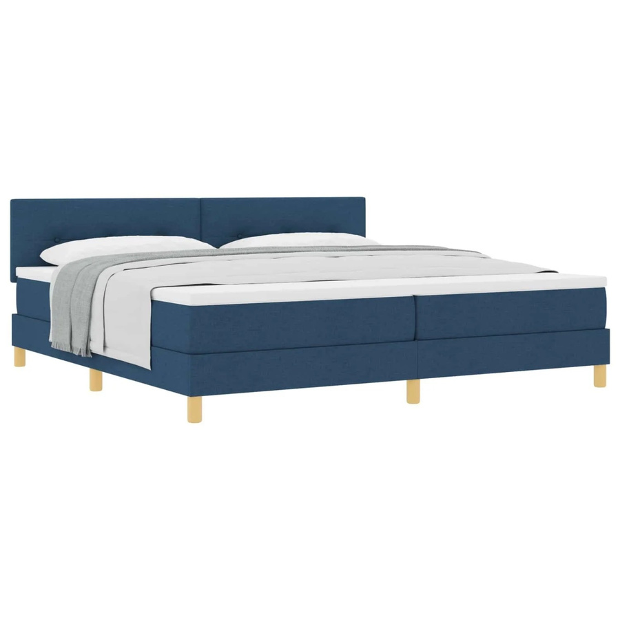vidaXL Boxspringbett Hybrid mit Matratze und Kopfteil Blau Stoff B: 200 cm, T: 200 cm, H: 280 cm - Bild 2