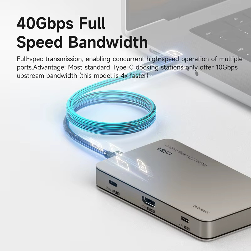 Hagibis USB4 Dockingstation Triple Display Hub in Grau, kompatibel mit Thunderbolt 4/5, 40 Gbit/s und 8K Auflösung für MacBook Pro und Air Laptops - Bild 2