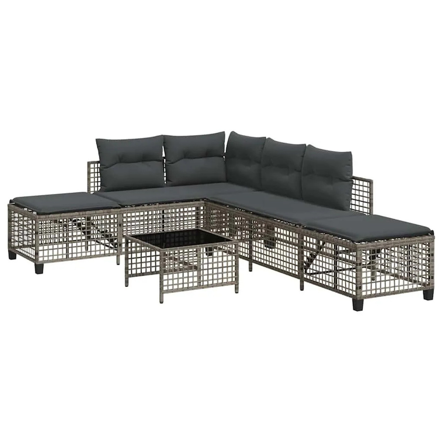 vidaXL 3-teiliges Garten-Ecksofa-Set in Grau aus Poly-Rattan mit Kissen und Couchtisch - Bild 2