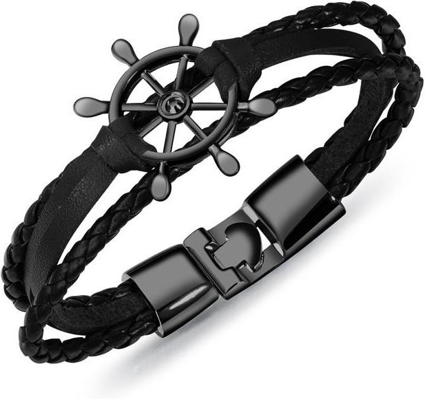Rui Di Armband, geflochtenes Leder, schwarz, Damen, Herren - Bild 1