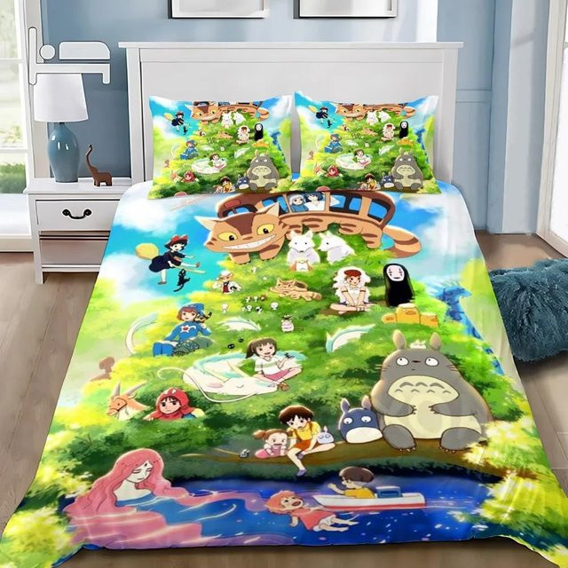 Lodestar Anime Bettwäscheset T-TotoroS mit Bettbezug und Kissenbezug, Mehrfarbig, B/B: 228 x 228 cm - Bild 1