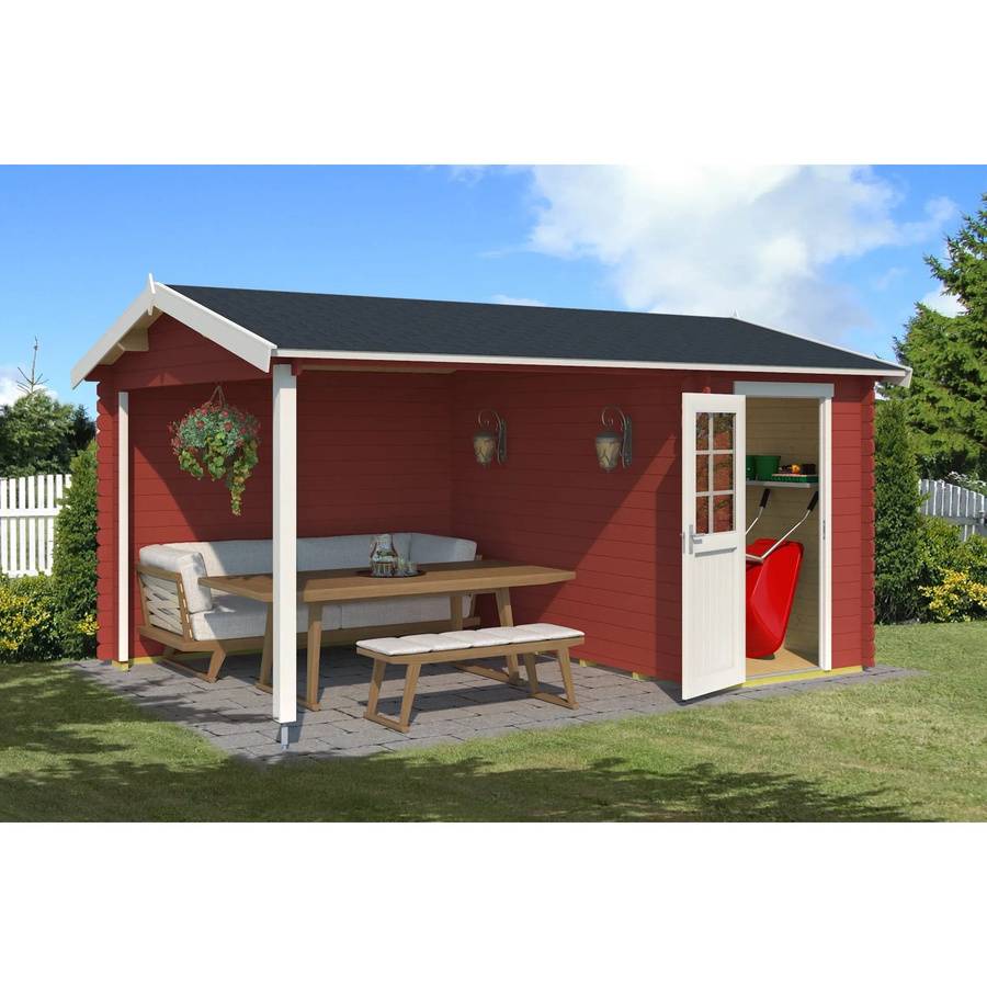 Lasita Maja Gartenhaus Wibo aus Fichtenholz mit Satteldach in Schwedenrot, B/H/T: 465 x 245,1 x 337,8 cm - Bild 2
