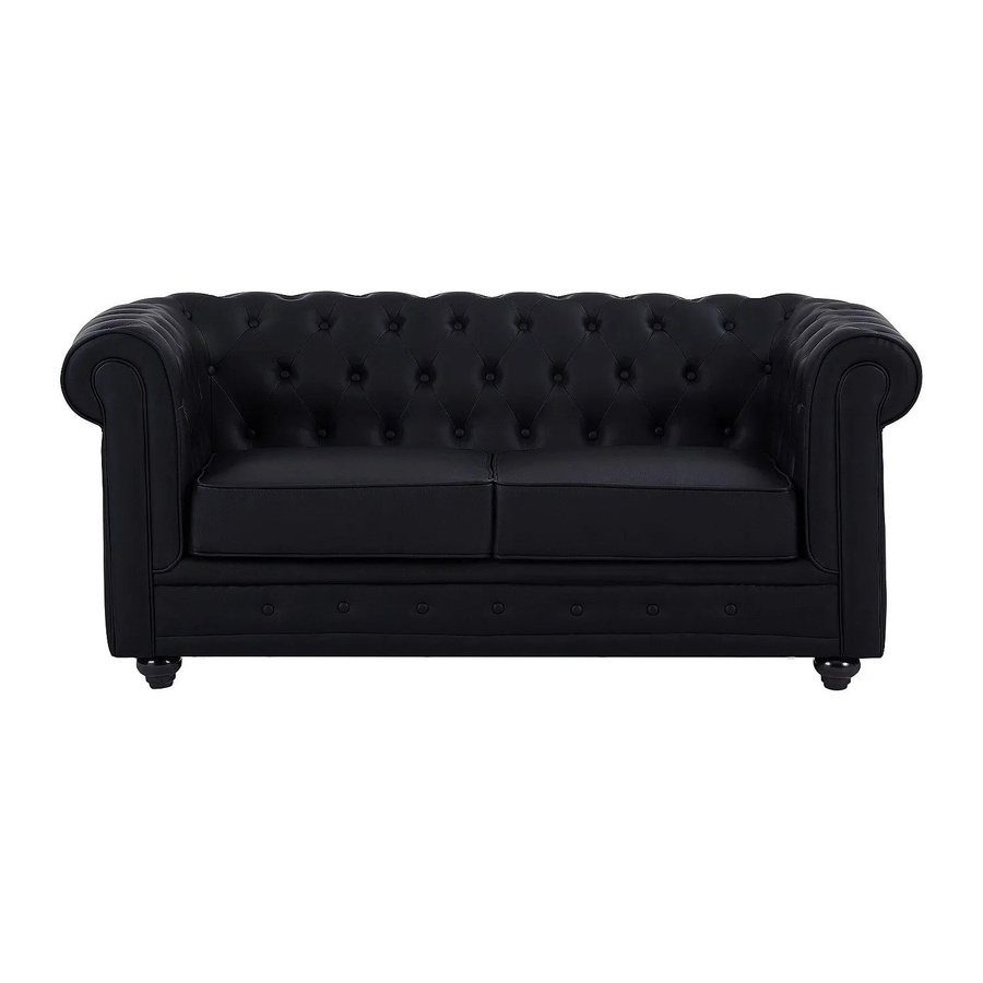 Vente-unique Chesterfield Sofa in Schwarz aus Kunstleder ohne Schlaffunktion, Breite: 165 cm - Bild 2