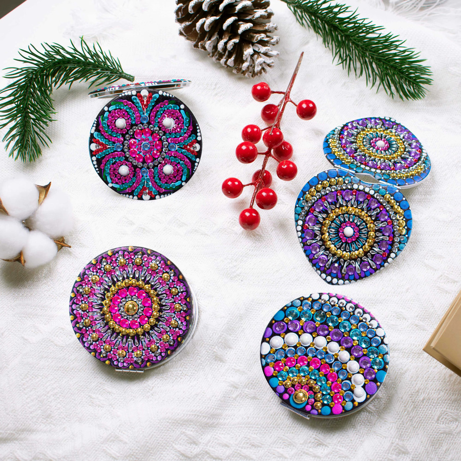 DIY Mandala Diamant Malerei Set mit kompaktem Klappspiegel für Erwachsene, Multicolour - Bild 3