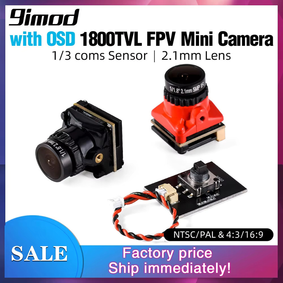 FPV Kamera mit 1800TVL 5MP Sternenlicht Sensor und 2,1mm Objektiv für RC Renn Drohnen in Orange und Rot - Bild 2