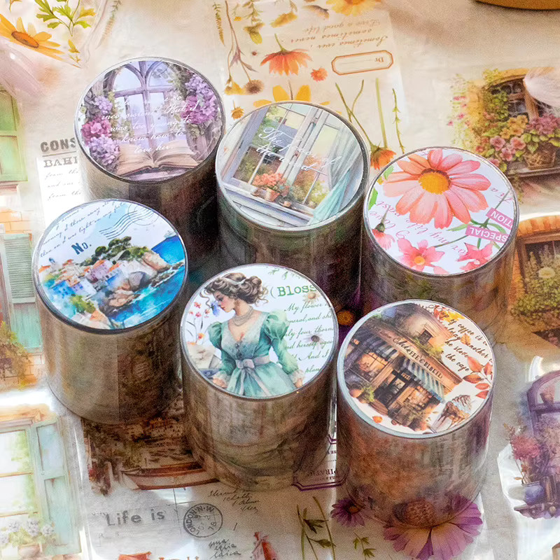 Card Lover Washi Tape Fluss der Jahre Serie Vintage Journal Masking Tape wasserfestes Papier für DIY Tagebuch und Scrapbook, Multicolor, Breite: 5 cm, Länge: 2 m - Bild 2