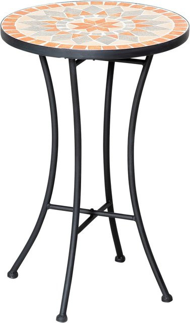 Outsunny Beistelltisch Rund mit Mosaik-Tischplatte aus Metall für Garten und Terrasse, Durchmesser: 35,5 cm, Höhe: 53,5 cm, Farben: Multicolor - Bild 1