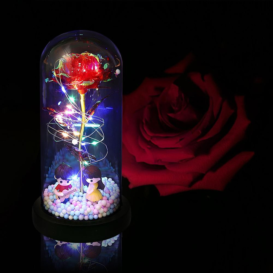 TOMTOP JMS Ewige Rose in Acrylkuppel als Geschenk für Frauen in Weiß und Bunt - Bild 2
