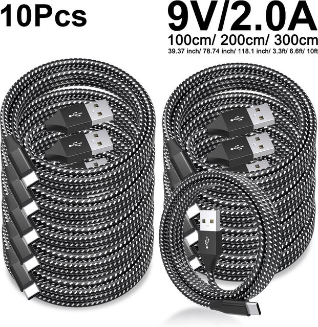 LAIHONEN USB A zu Typ C Kabel, geflochtenes Nylon Schnellladekabel und Datenkabel, Schwarz - Bild 1