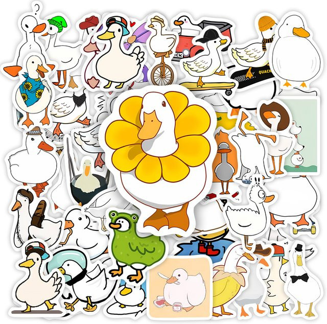 Wasserdichte Cartoon-Gans-Aufkleber in Mehrfarbig für Handy, Laptop und Gepäck - Bild 1