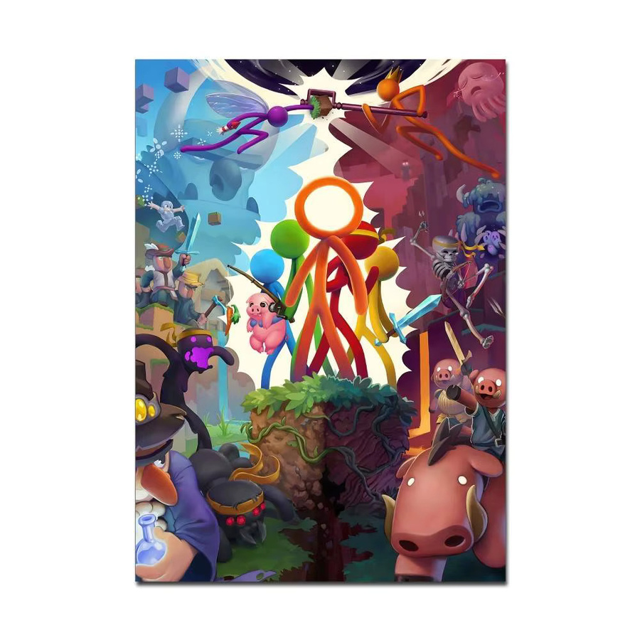 Potdemiel Vintage-Poster mit abstrakten Tiermotiven in Multicolour, Rechteckiges Wandkunst-Poster aus Papier - Bild 7