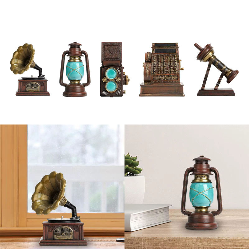 Kesoto Sammler Skulptur aus Kunstharz in Braun im Vintage-Stil als Deko-Figur für Schreibtisch und Regal, H x B x T: 11,5 x 11,5 x 9 cm - Bild 2