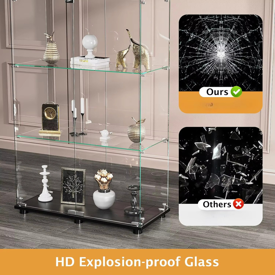 Moderne Glasvitrine in Weiß mit Schloss und Regalböden für dein Wohnzimmer oder deine Bar, Höhe: 200 cm - Bild 3