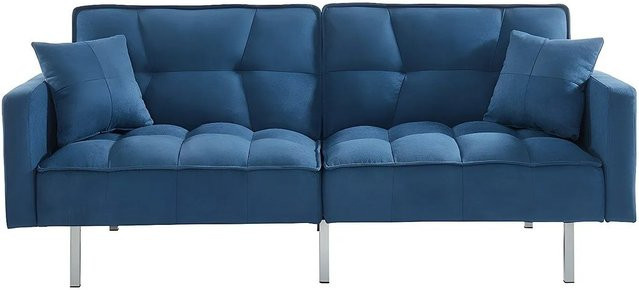 Vente-unique Schlafsofa Miney in Blau mit Schlaffunktion und Armlehnen aus Stoff - Bild 1