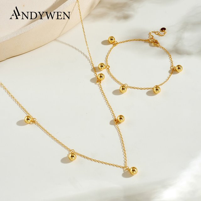 ANDYWEN Perlenkette und Armband, 925 Silber, Perle, Unisex - Bild 1