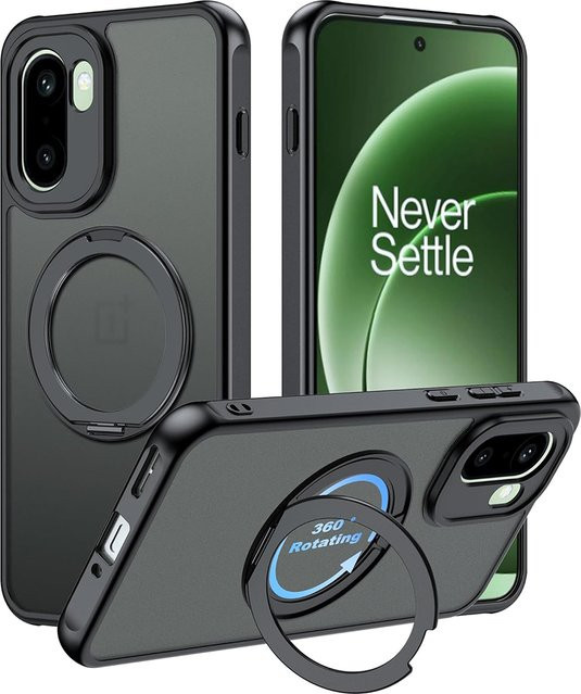 WISHXIN Stoßfeste Magnetische Hülle mit 360 Grad drehbarem Kickstand für OnePlus 15 13 12 Serie und Nord, Schwarz - Bild 1