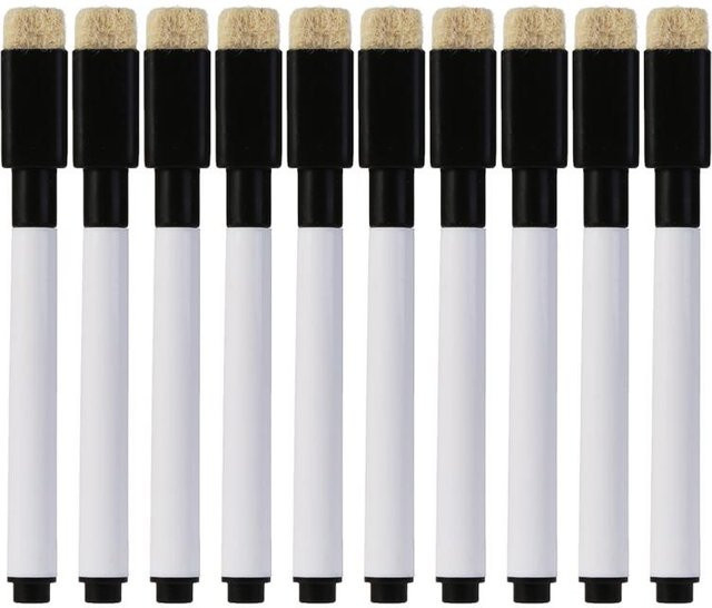 10 Stück Whiteboard Marker von Yiran Furniture, abwischbare Stifte in Weiß für Büro und Schule - Bild 1