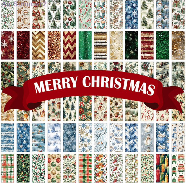 Weihnachts-Scrapbook-Papierblock mit 12 Blättern, 6 x 6 cm, glitzernde Konfetti-Schneeflocken, einseitig bedruckter Karton, 160 g/m2, säurefrei, mehrfarbig - Bild 1