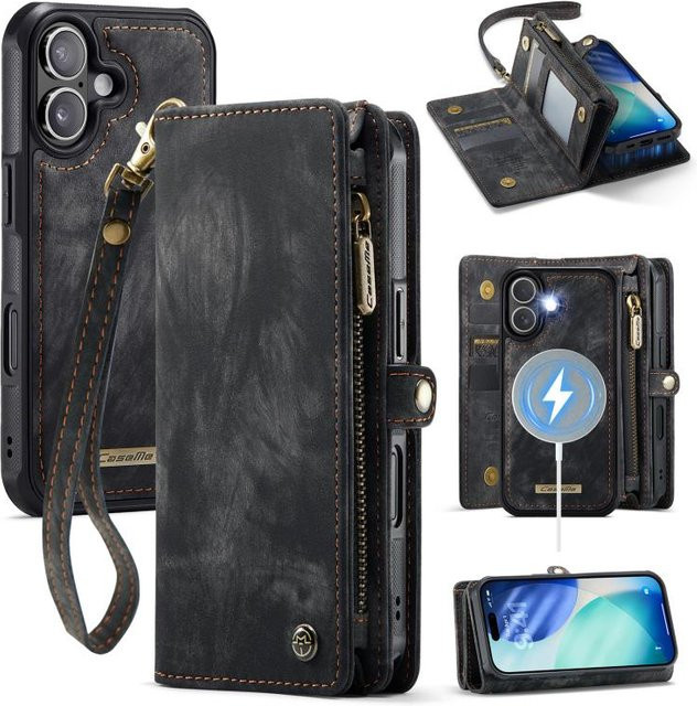 CaseMe 008 Abnehmbare Multifunktionale Leder Handyhülle für iPhone 17, Schwarz - Bild 1