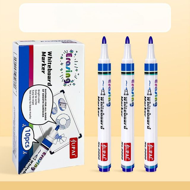 TianJinGeErLiShangMaoYouXianGongSi Whiteboard Marker Set, 10 Stück, Blau, abwischbar für Whiteboard, Glas und Keramik - Bild 1