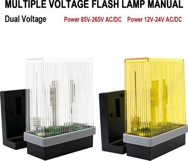 Scimagic-RC Lichtalarm mit blinkendem Licht für Tor und Garagentor, Weiß, universell einsetzbar (12 V-24 V, 85-265 V AC/DC) - Bild 1