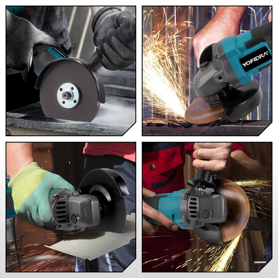 YOFIDRA Bürstenloser Winkelschleifer 125mm mit 3-Gang Akku-Schleifmaschine für Holzbearbeitung, kompatibel mit Makita 21V Akku - Bild 2